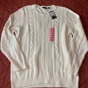 NWT Women's White Cable Knit Sweater